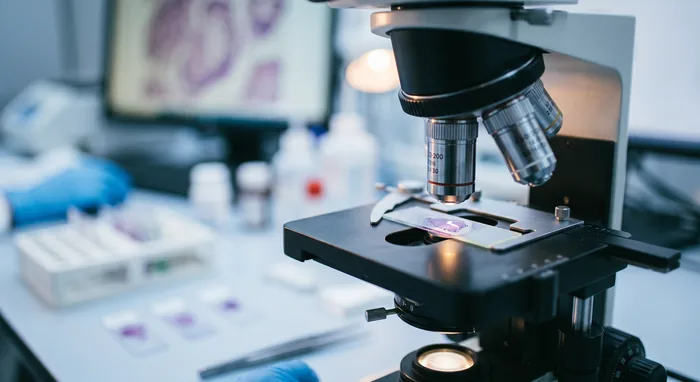 Microscopio en laboratorio de histopatología veterinaria